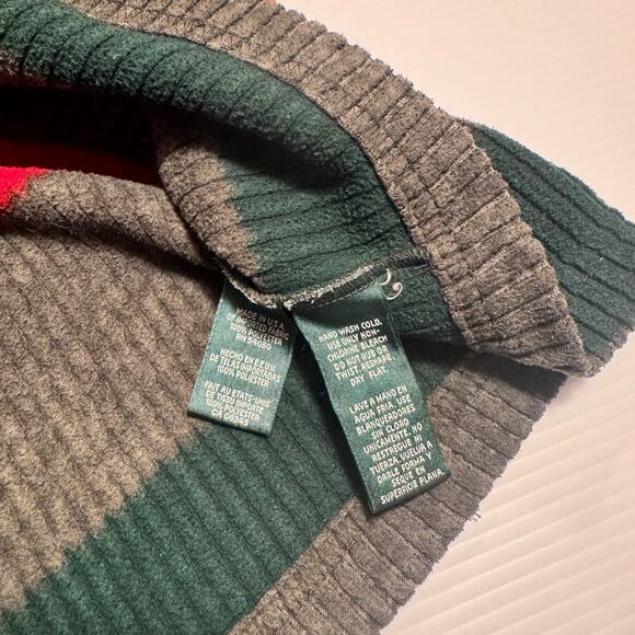 VTG Ralph Lauren LRL Quarter Zip Sweater Gray Women's M Petite Rugby Stripes - Picture 5 of 16